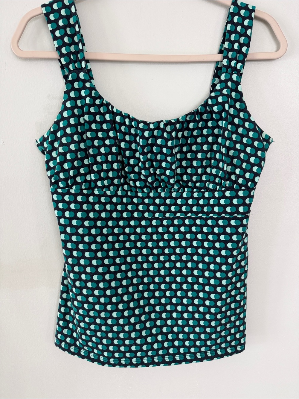 Ann Taylor Teal Dot Print Tank Top on Black